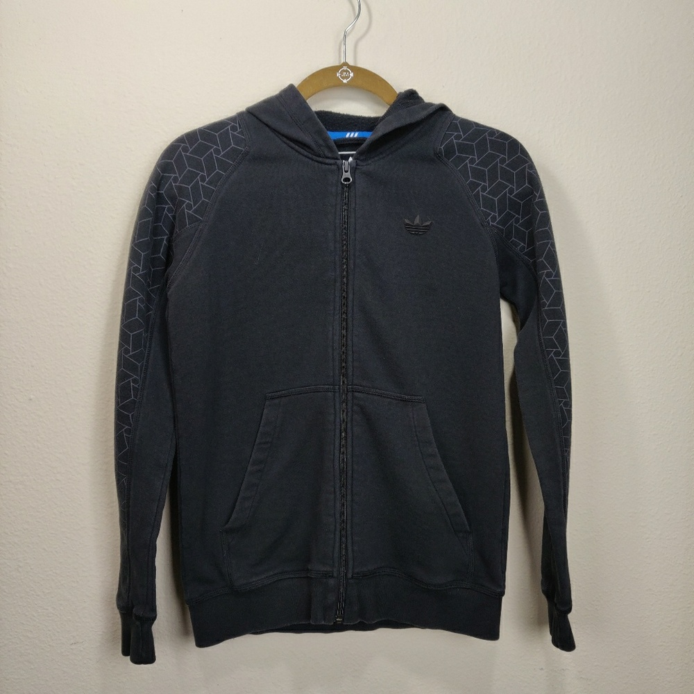 Adidas black geometric hoodie sweatshirt